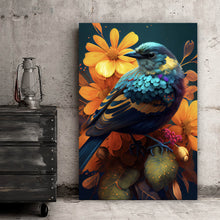 Lade das Bild in den Galerie-Viewer, Poster Tropischer Vogel mit Blumen Modern Art No. 3 Hochformat
