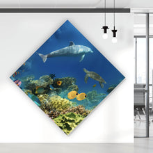 Lade das Bild in den Galerie-Viewer, Poster Unterwasserwelt voller bunter Fische und Korallen Raute
