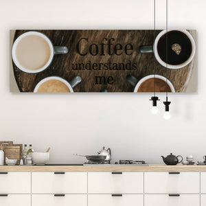 Leinwandbild Verschiedene Kaffeesorten auf einem Tablett serviert Panorama