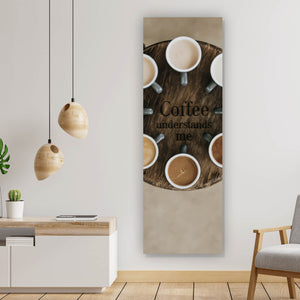 Leinwandbild Verschiedene Kaffeesorten auf einem Tablett serviert Panorama Hoch