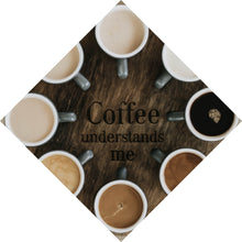 Lade das Bild in den Galerie-Viewer, Aluminiumbild gebürstet Verschiedene Kaffeesorten auf einem Tablett serviert Raute
