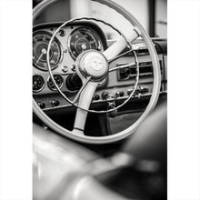 Lade das Bild in den Galerie-Viewer, Acrylglasbild Vintage Auto Lenkrad Retro Look Hochformat
