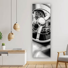 Lade das Bild in den Galerie-Viewer, Spannrahmenbild Vintage Auto Lenkrad Retro Look Panorama Hoch
