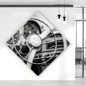 Poster Vintage Auto Lenkrad Retro Look Raute