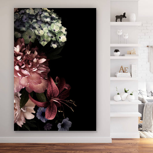 Leinwandbild Vintage Blumen Hochformat