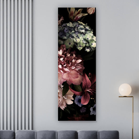 Aluminiumbild gebürstet Vintage Blumen Panorama Hoch