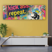 Lade das Bild in den Galerie-Viewer, Acrylglasbild Wake up kick ass repeat Pop Art Panorama
