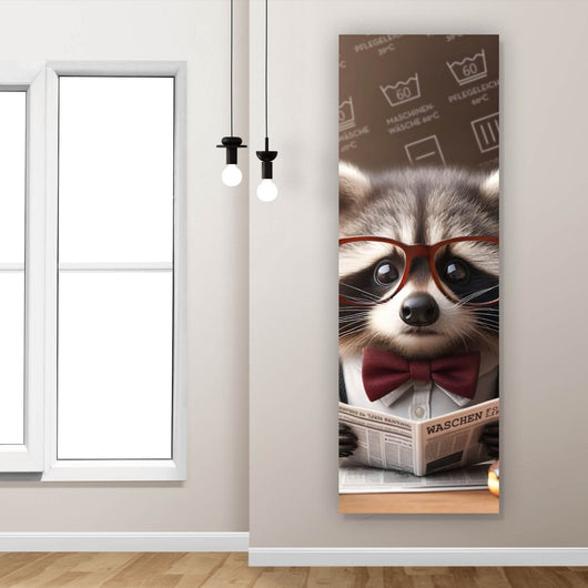 Poster Waschbär liest Zeitung Digital Art Panorama Hoch