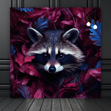 Lade das Bild in den Galerie-Viewer, Poster Waschbär zwischen Blättern Quadrat
