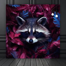 Lade das Bild in den Galerie-Viewer, Acrylglasbild Waschbär zwischen Blättern Quadrat
