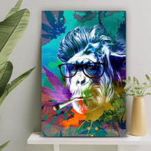 Lade das Bild in den Galerie-Viewer, Leinwandbild Weed Monkey Modern Art Hochformat
