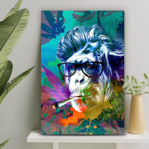 Spannrahmenbild Weed Monkey Modern Art Hochformat