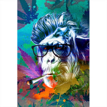 Lade das Bild in den Galerie-Viewer, Leinwandbild Weed Monkey Modern Art Hochformat
