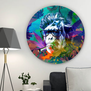 Aluminiumbild gebürstet Weed Monkey Modern Art Kreis