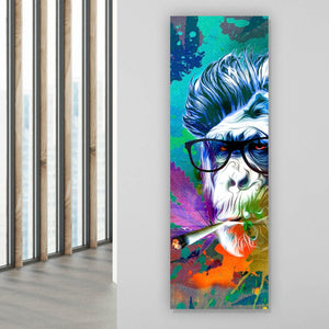 Spannrahmenbild Weed Monkey Modern Art Panorama Hoch