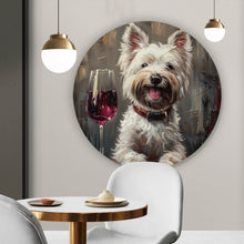 Lade das Bild in den Galerie-Viewer, Aluminiumbild Weißer Terrier mit Weinglas Kreis
