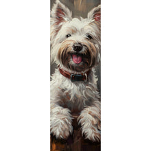 Lade das Bild in den Galerie-Viewer, Leinwandbild Weißer Terrier mit Weinglas Panorama Hoch
