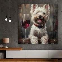 Lade das Bild in den Galerie-Viewer, Leinwandbild Weißer Terrier mit Weinglas Quadrat
