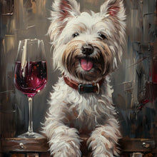 Lade das Bild in den Galerie-Viewer, Spannrahmenbild Weißer Terrier mit Weinglas Quadrat
