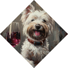 Lade das Bild in den Galerie-Viewer, Aluminiumbild Weißer Terrier mit Weinglas Raute
