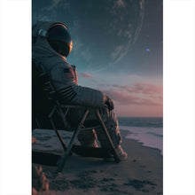 Lade das Bild in den Galerie-Viewer, Poster Weltraum Sonnenuntergang am Strand Hochformat
