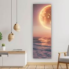 Lade das Bild in den Galerie-Viewer, Leinwandbild Weltraum Sonnenuntergang am Strand Panorama Hoch
