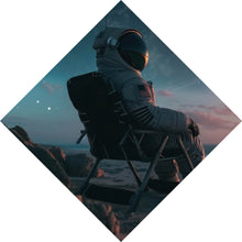 Lade das Bild in den Galerie-Viewer, Aluminiumbild gebürstet Weltraum Sonnenuntergang am Strand Raute
