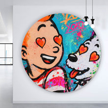 Lade das Bild in den Galerie-Viewer, Aluminiumbild gebürstet Wild Love Pop Art Kreis
