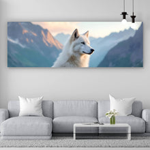 Lade das Bild in den Galerie-Viewer, Leinwandbild Wolf majestätisch mit Berglandschaft Panorama
