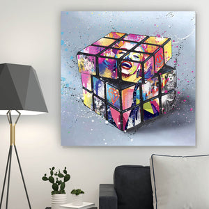 Spannrahmenbild Zauberwürfel Pop Art No.2 Quadrat