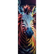 Lade das Bild in den Galerie-Viewer, Leinwandbild Zebra in bunter surrealer Umgebung Panorama Hoch
