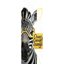 Lade das Bild in den Galerie-Viewer, Spannrahmenbild Zebra mit Brille umgeben von Farbspritzern Panorama Hoch
