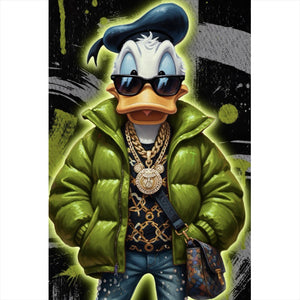 Aluminiumbild gebürstet Zeichentrickfigur Fashion mit Sonnenbrille und Jacke No.1 Hochformat