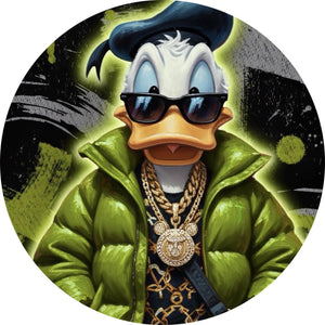 Aluminiumbild Zeichentrickfigur Fashion mit Sonnenbrille und Jacke No.1 Kreis