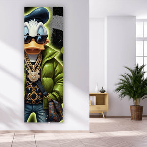 Leinwandbild Zeichentrickfigur Fashion mit Sonnenbrille und Jacke No.1 Panorama Hoch