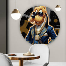 Lade das Bild in den Galerie-Viewer, Aluminiumbild Zeichentrickfigur Fashion mit Sonnenbrille und Jacke No.2 Kreis
