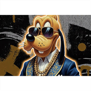 Poster Zeichentrickfigur Fashion mit Sonnenbrille und Jacke No.2 Querformat