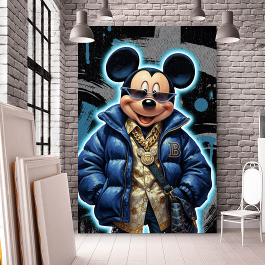 Spannrahmenbild Zeichentrickfigur Fashion mit Sonnenbrille und Jacke No.3 Hochformat