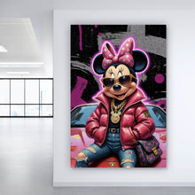 Lade das Bild in den Galerie-Viewer, Aluminiumbild Zeichentrickfigur Fashion mit Sonnenbrille und Jacke No.4 Hochformat
