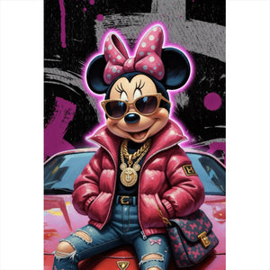 Spannrahmenbild Zeichentrickfigur Fashion mit Sonnenbrille und Jacke No.4 Hochformat