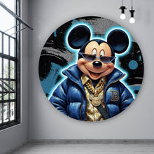 Lade das Bild in den Galerie-Viewer, Aluminiumbild Zeichentrickfigur Fashion mit Sonnenbrille und Jacke No.3 Kreis
