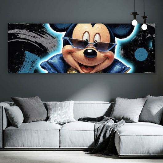 Aluminiumbild gebürstet Zeichentrickfigur Fashion mit Sonnenbrille und Jacke No.3 Panorama