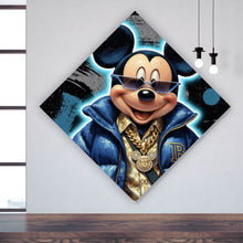 Lade das Bild in den Galerie-Viewer, Aluminiumbild Zeichentrickfigur Fashion mit Sonnenbrille und Jacke No.3 Raute
