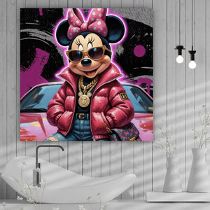 Poster Zeichentrickfigur Fashion mit Sonnenbrille und Jacke No.4 Quadrat