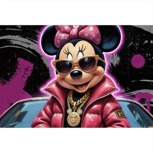 Spannrahmenbild Zeichentrickfigur Fashion mit Sonnenbrille und Jacke No.4 Querformat