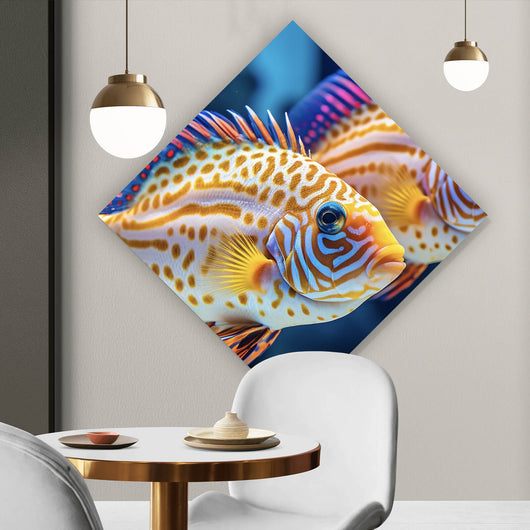 Poster Zwei bunte Fische im klaren Wasser Raute