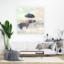 Lade das Bild in den Galerie-Viewer, Spannrahmenbild Elefant mit Regenschirm Quadrat
