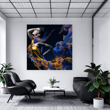 Lade das Bild in den Galerie-Viewer, Spannrahmenbild Sinnliche Frau in Farbwellen Quadrat
