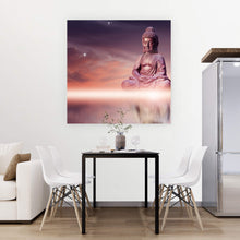 Lade das Bild in den Galerie-Viewer, Aluminiumbild Buddha unterm Sternenhimmel Quadrat
