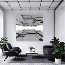 Lade das Bild in den Galerie-Viewer, Aluminiumbild gebürstet Abstrakte Geometrische Betonwürfel Quadrat

